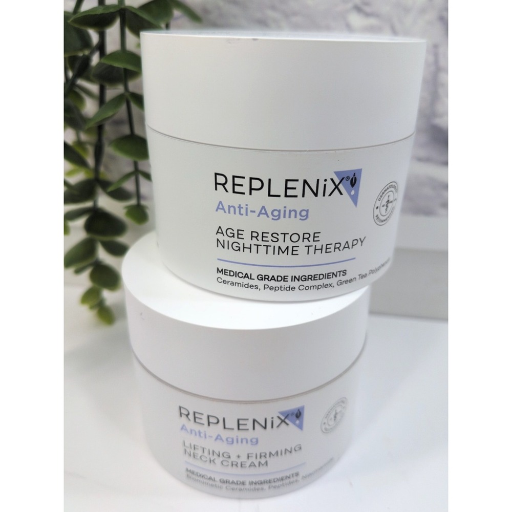 NEW LOT2🌿Replenix Lifting Firming Neck Cream & Age Restore Nighttime Therapy